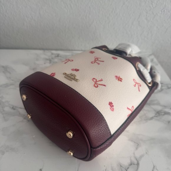coach Dempsey Drawstring Bucket Bag 15 With Bow Print cn707 - Picture 4 of 7